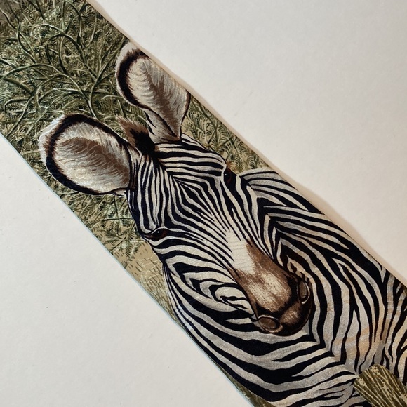 Vintage Zebra Endangered Species Stripes Forever by Marc Dennis Mens Silk Tie - Picture 5 of 12